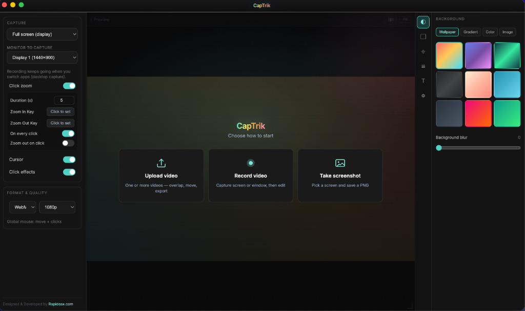 CapTrik app interface